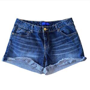 Simply Styled Women's Cuffed Dark Blue Jean Shorts Size 6 Mid Rise Stretch